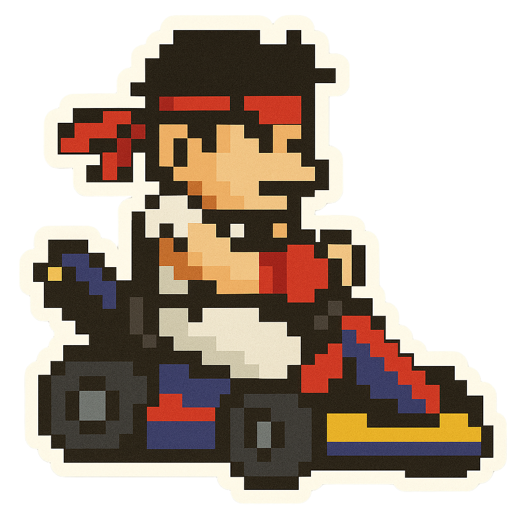 Pegatinas 8bits de personajes de videojuegos en karts🏎️