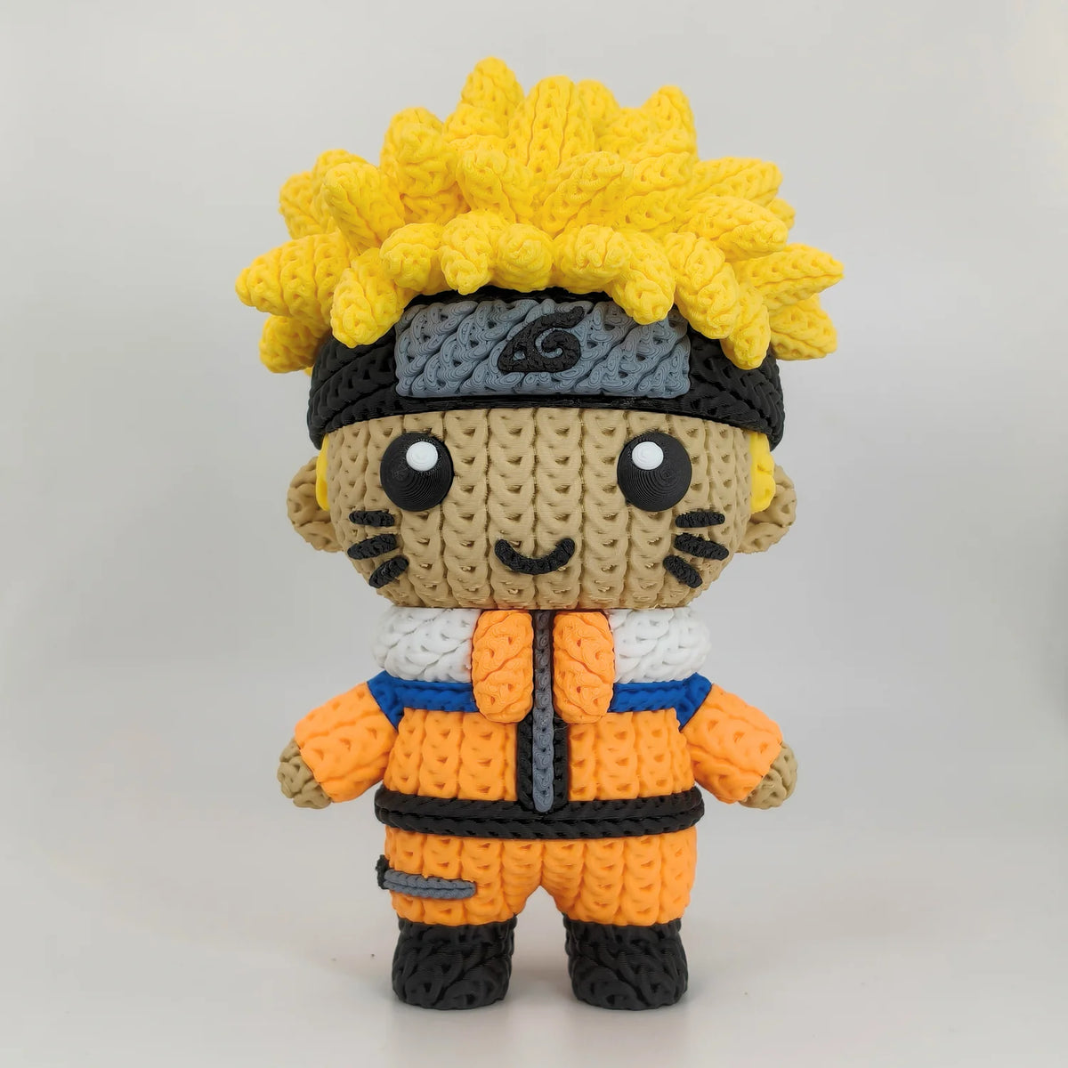 KNITTED Naruto, figura impresa en 3D con efecto crochet, vista frontal