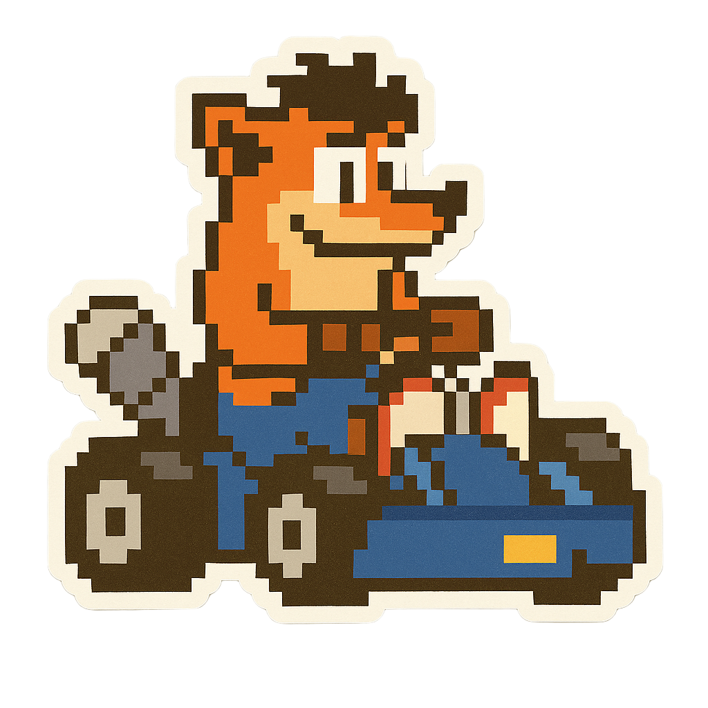 Pegatinas 8bits de personajes de videojuegos en karts🏎️