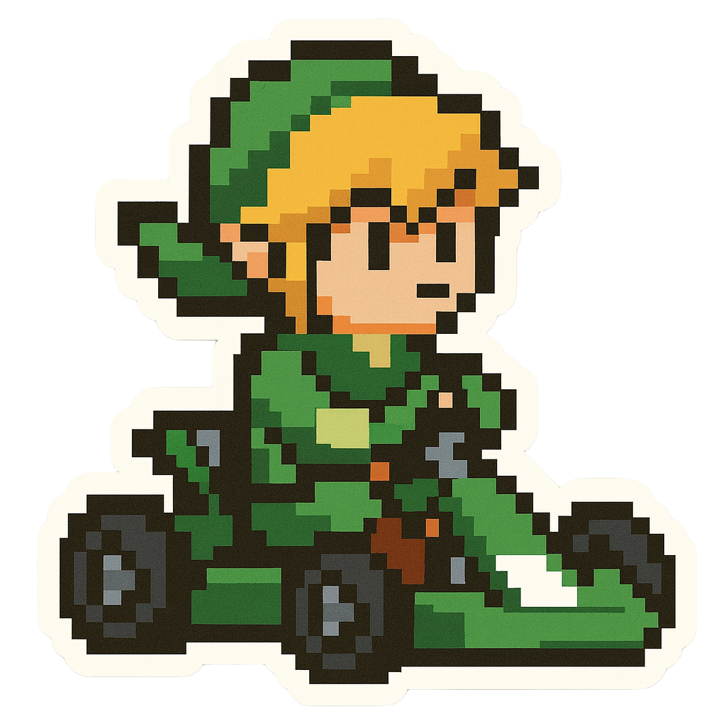 Pegatinas 8bits de personajes de videojuegos en karts🏎️