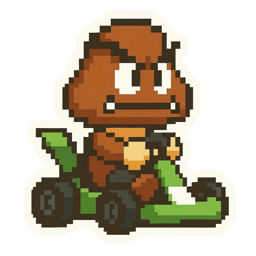 Pegatinas 8bits de personajes de videojuegos en karts🏎️