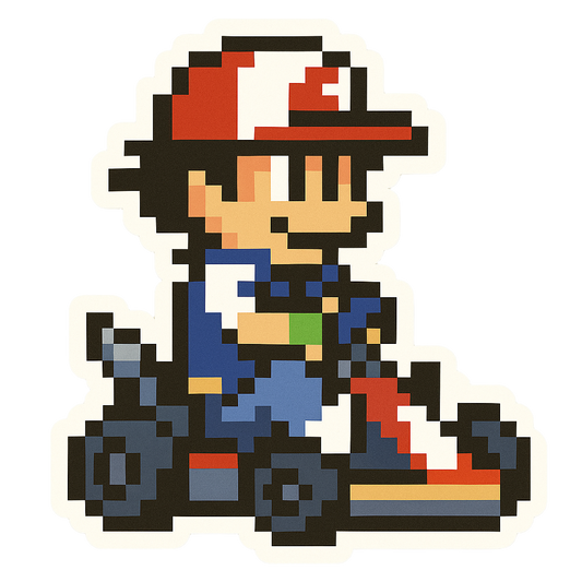 Pegatinas 8bits de personajes de videojuegos en karts🏎️