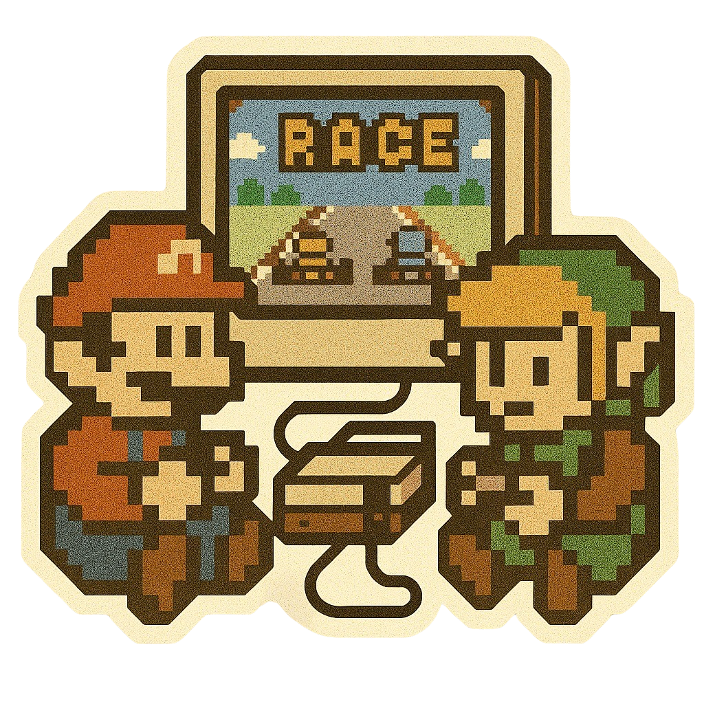 Pegatinas 8bits de personajes de videojuegos jugando a videojuegos