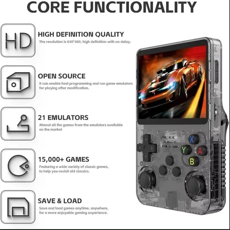 R36S Handheld Game Console 3000 Mah Long Battery Life, Arkos System USB Charging, 3.5-inch Display, Large Storage Capacity-4