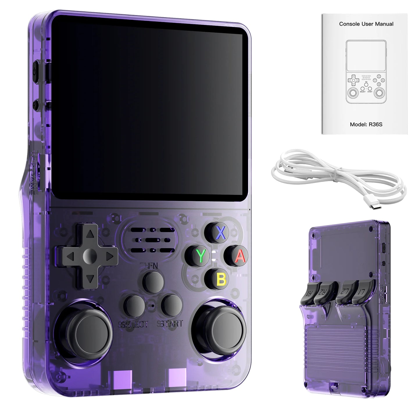 R36S Handheld Game Console 3000 Mah Long Battery Life, Arkos System USB Charging, 3.5-inch Display, Large Storage Capacity-0