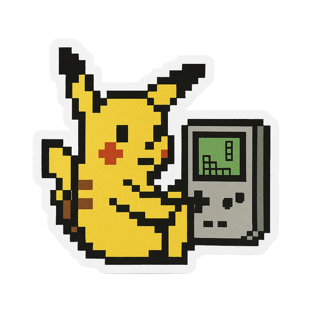 Pegatinas 8bits de personajes de videojuegos jugando a videojuegos