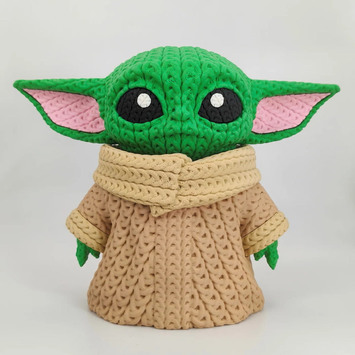 KNITTED de Grogu (Baby Yoda), figura 3D efecto crochet, vista frontal