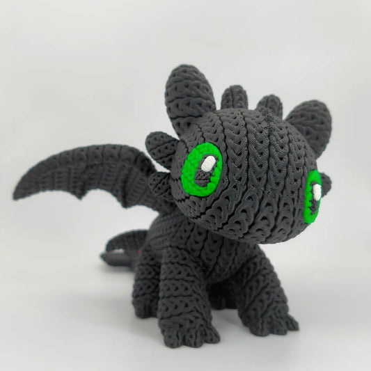 KNITTED Desdentado, figura 3D efecto crochet, vista frontal